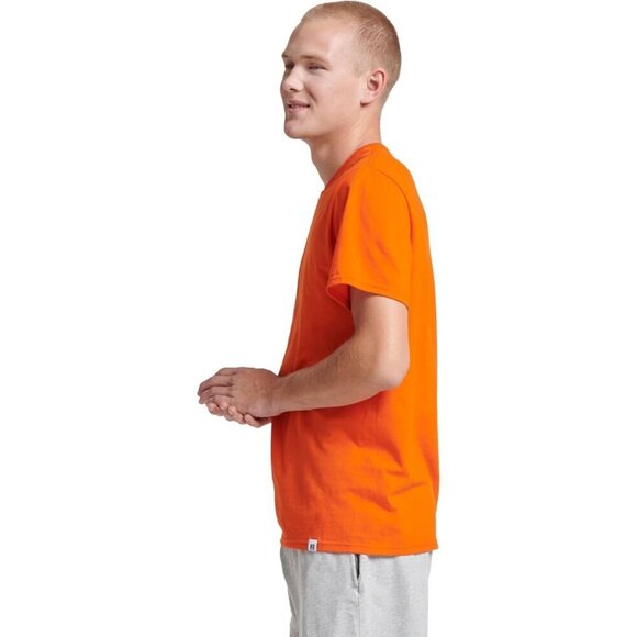 ✨Men's Orange Athletic Cotton Blend Short Sleeve Tees Wicking Protection Shirt - Picture 3 of 5